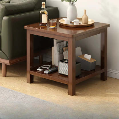 Modern Brown Rectangular Wood End Table