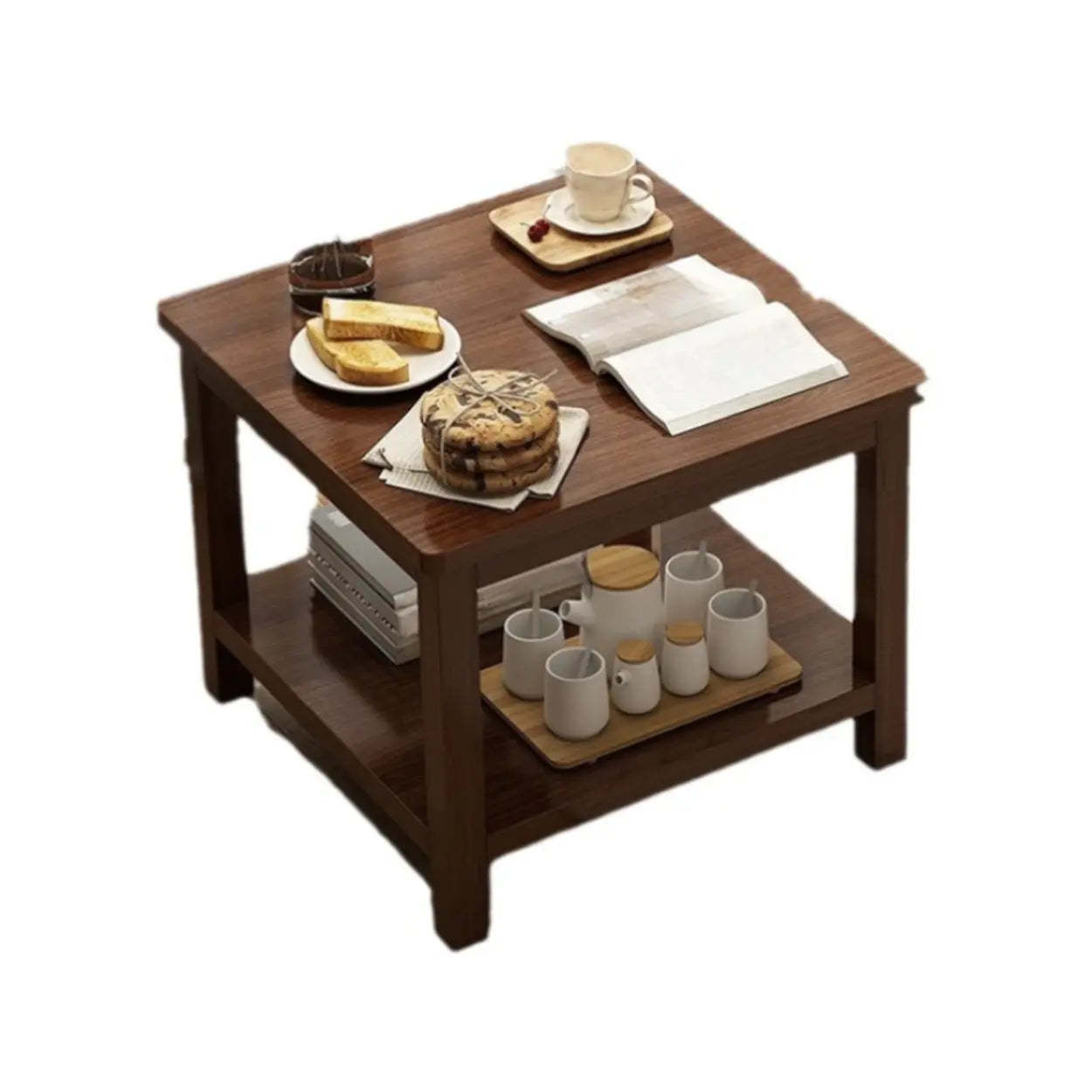 Modern Brown Rectangular Wood End Table