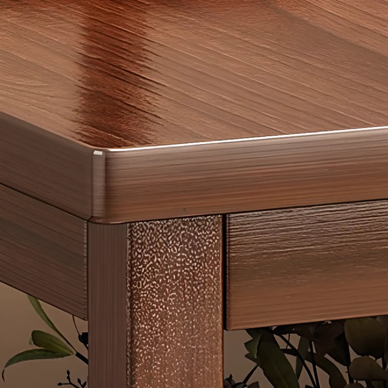 Modern Brown Rectangular Wood End Table