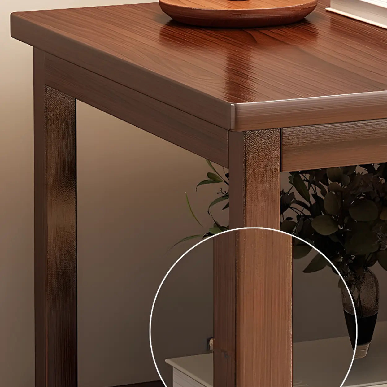 Modern Brown Rectangular Wood End Table
