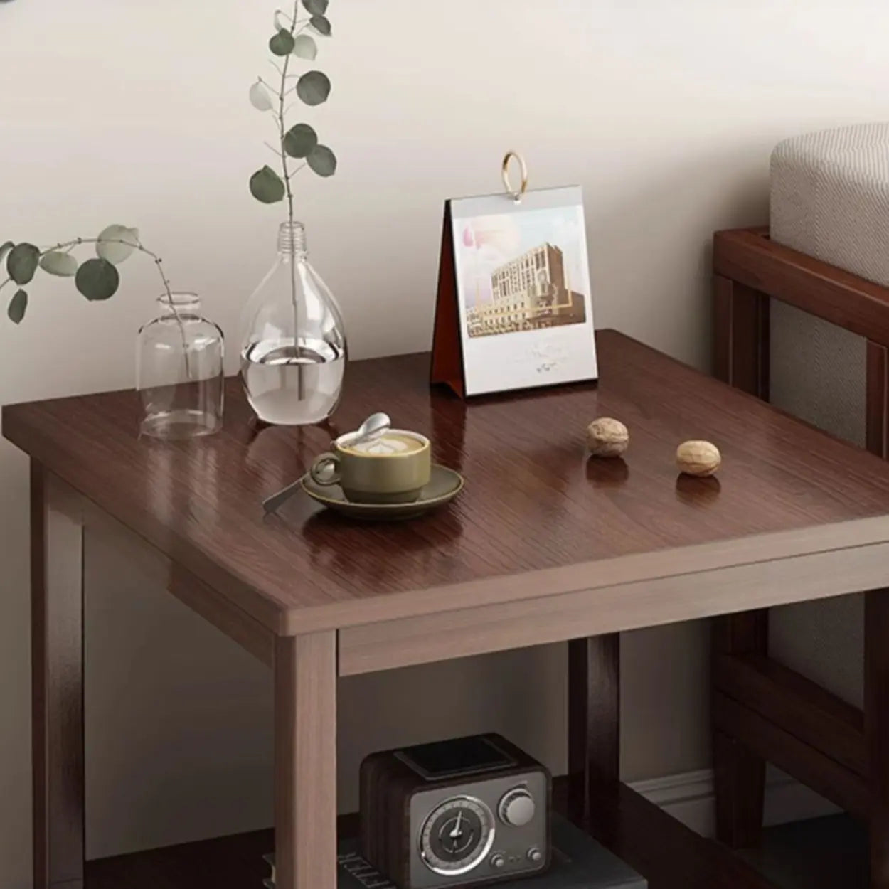 Modern Brown Rectangular Wood End Table