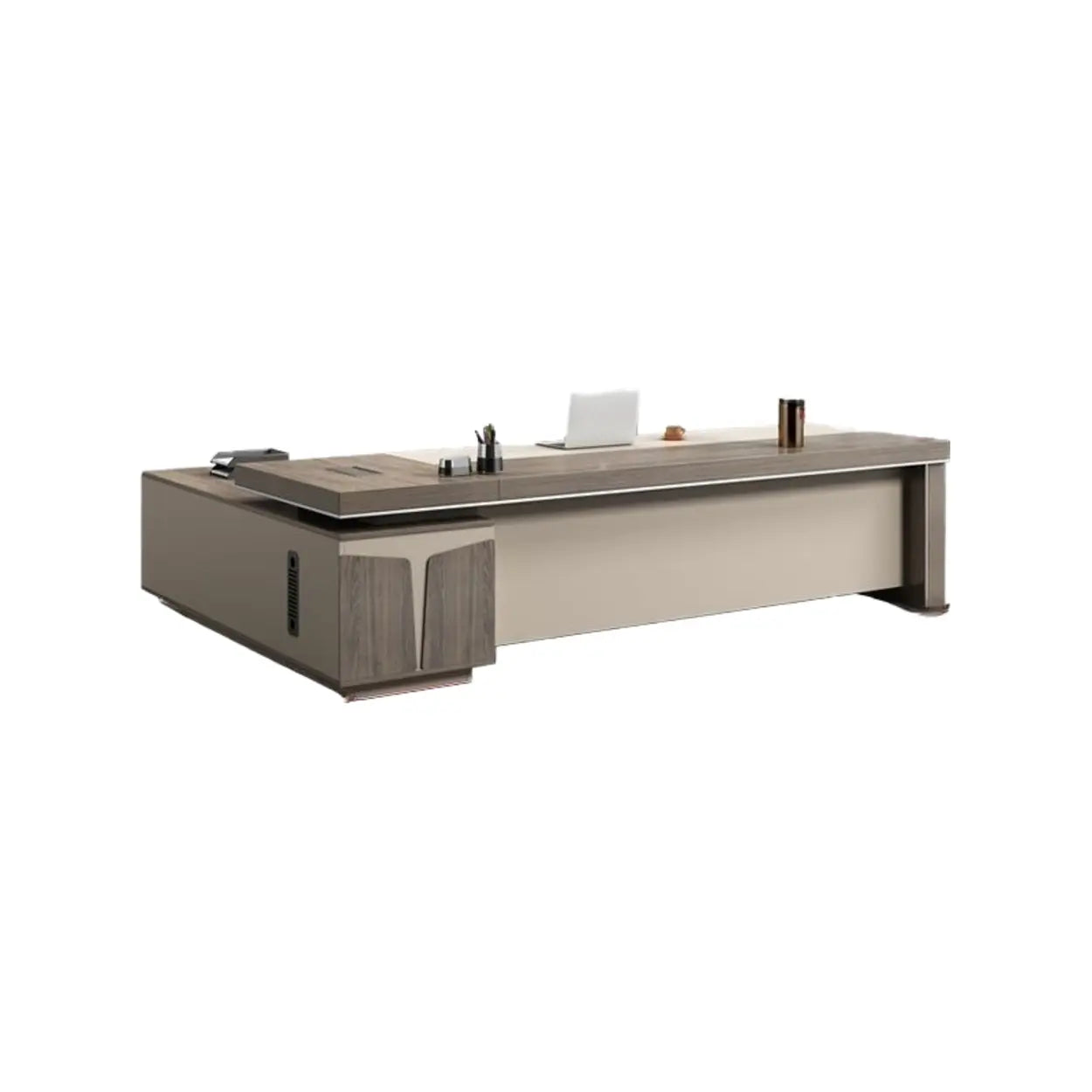Modern Brown Wood L-Shape Office Executive Desk — Right Hand Return / Table Only