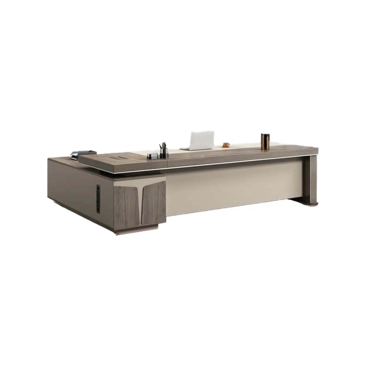 Modern Brown Wood L-Shape Office Executive Desk — Right Hand Return / Table Only