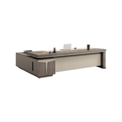 Modern Brown Wood L-Shape Office Executive Desk — Right Hand Return / Table Only