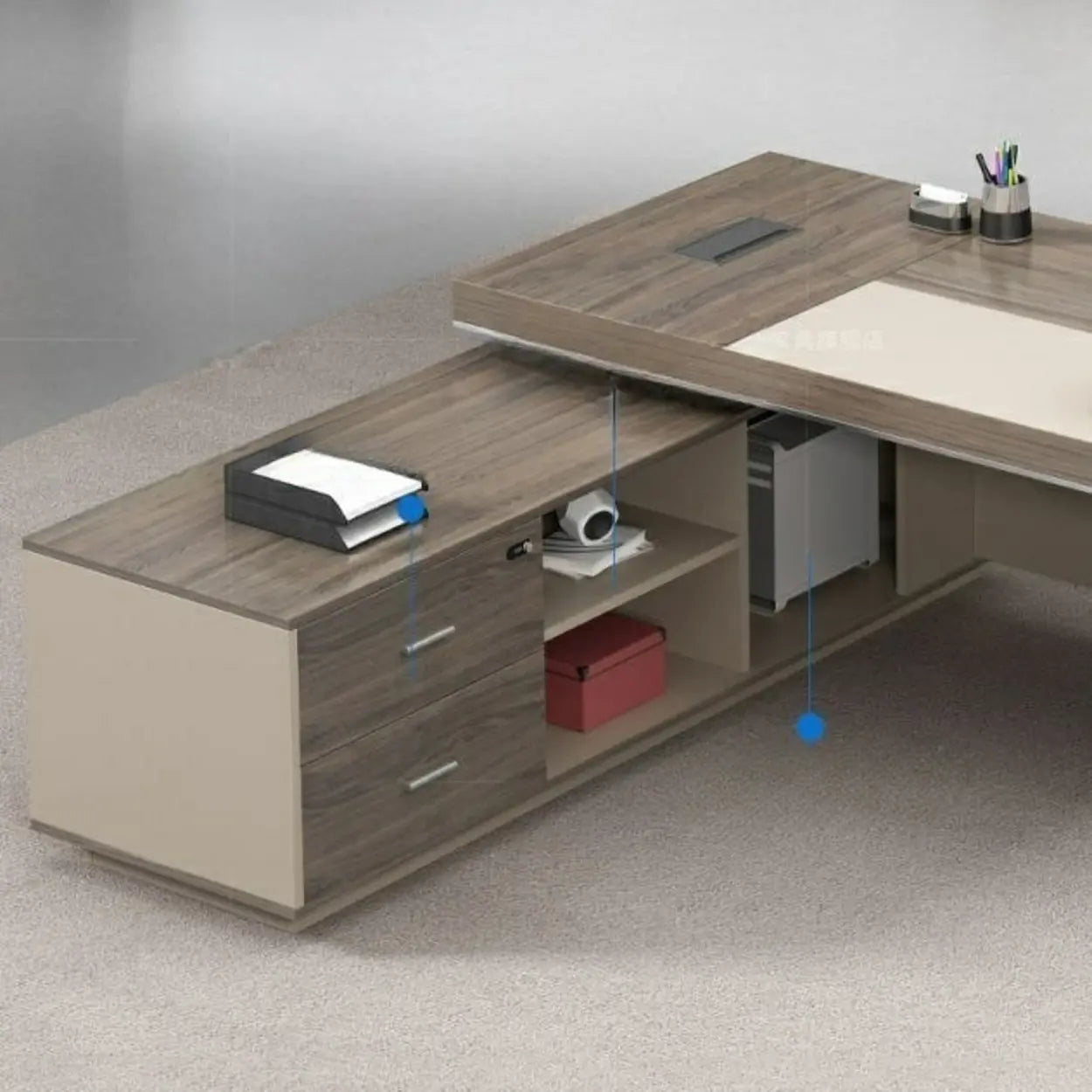 Modern Brown Wood L-Shape Office Executive Desk — Left Hand Return / Table Only