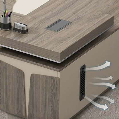 Modern Brown Wood L-Shape Office Executive Desk — Right Hand Return / Table Only