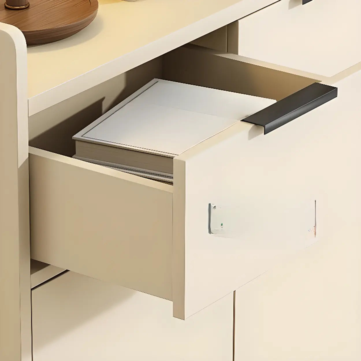 Modern Beige Wood Large Hallway Shoe Cabinet
