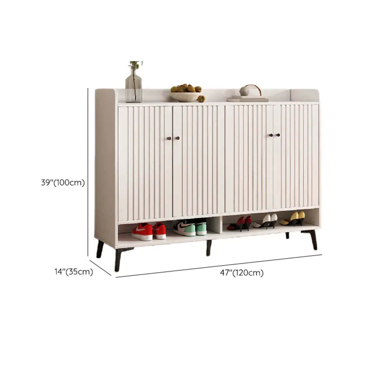 Modern Beige Wood Large Hallway Shoe Cabinet