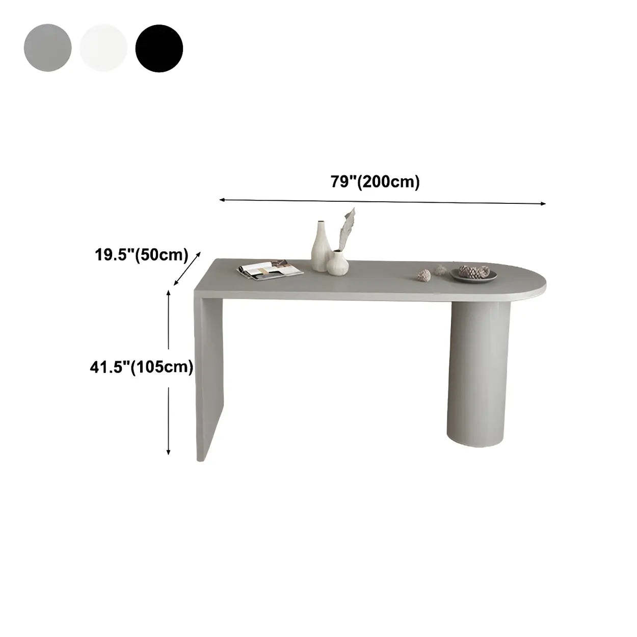 Modern Gray Oval Metal Wood Bistro Bar Table — Black / Table Only
