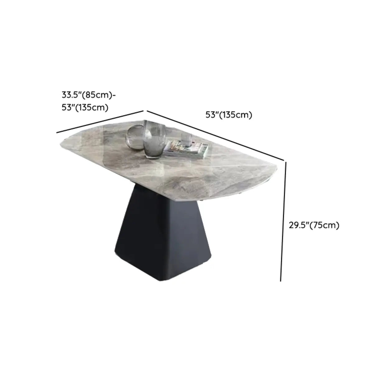 Modern Round Gray Sintered Stone Extendable Dining Table
