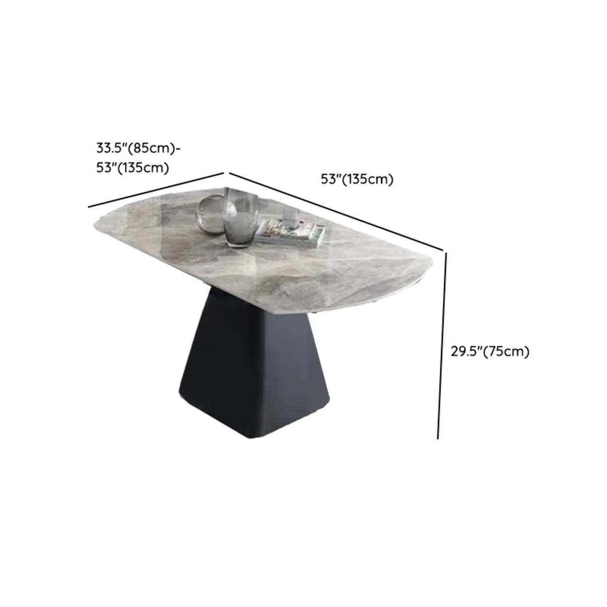 Modern Round Gray Sintered Stone Extendable Dining Table