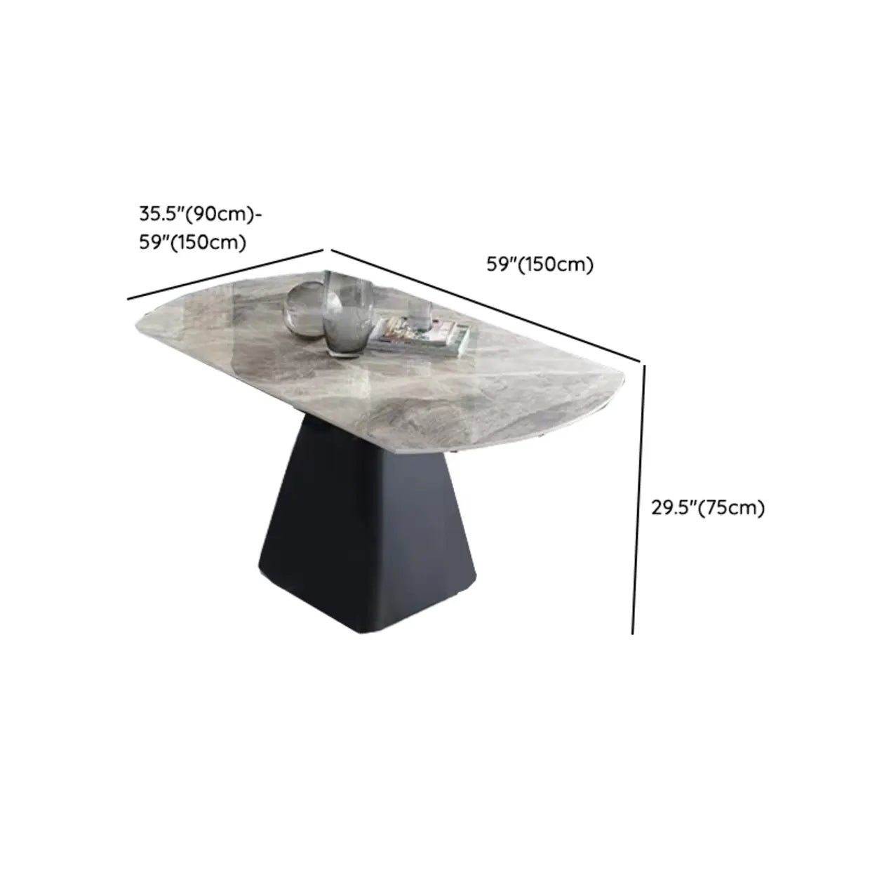 Modern Round Gray Sintered Stone Extendable Dining Table