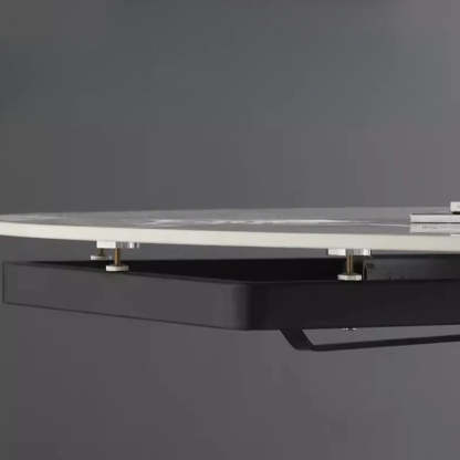 Modern Round Gray Sintered Stone Extendable Dining Table