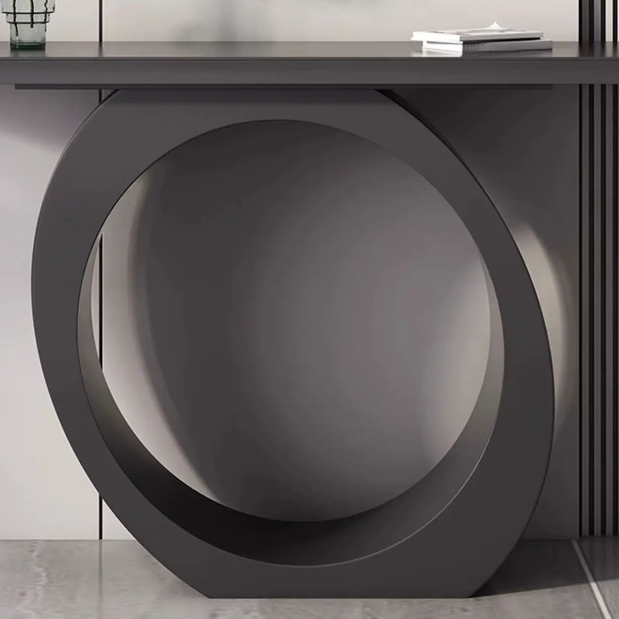 Modern Circular Iron Sintered Stone Console Table — Black / White