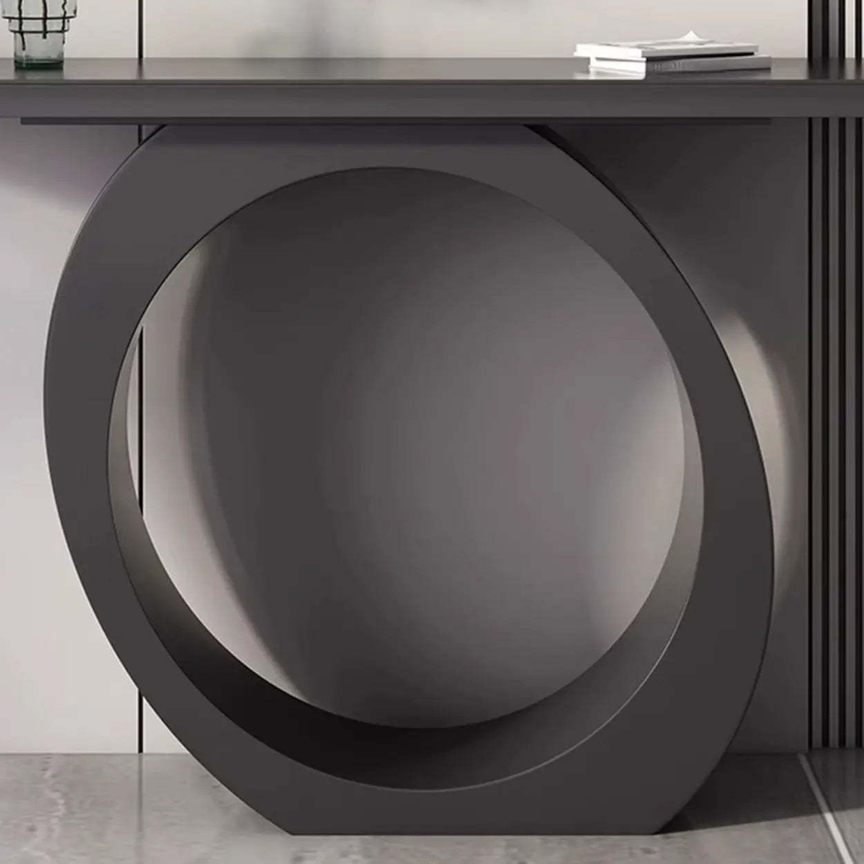 Modern Circular Iron Sintered Stone Console Table — Black / White