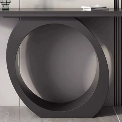 Modern Circular Iron Sintered Stone Console Table — Black / White