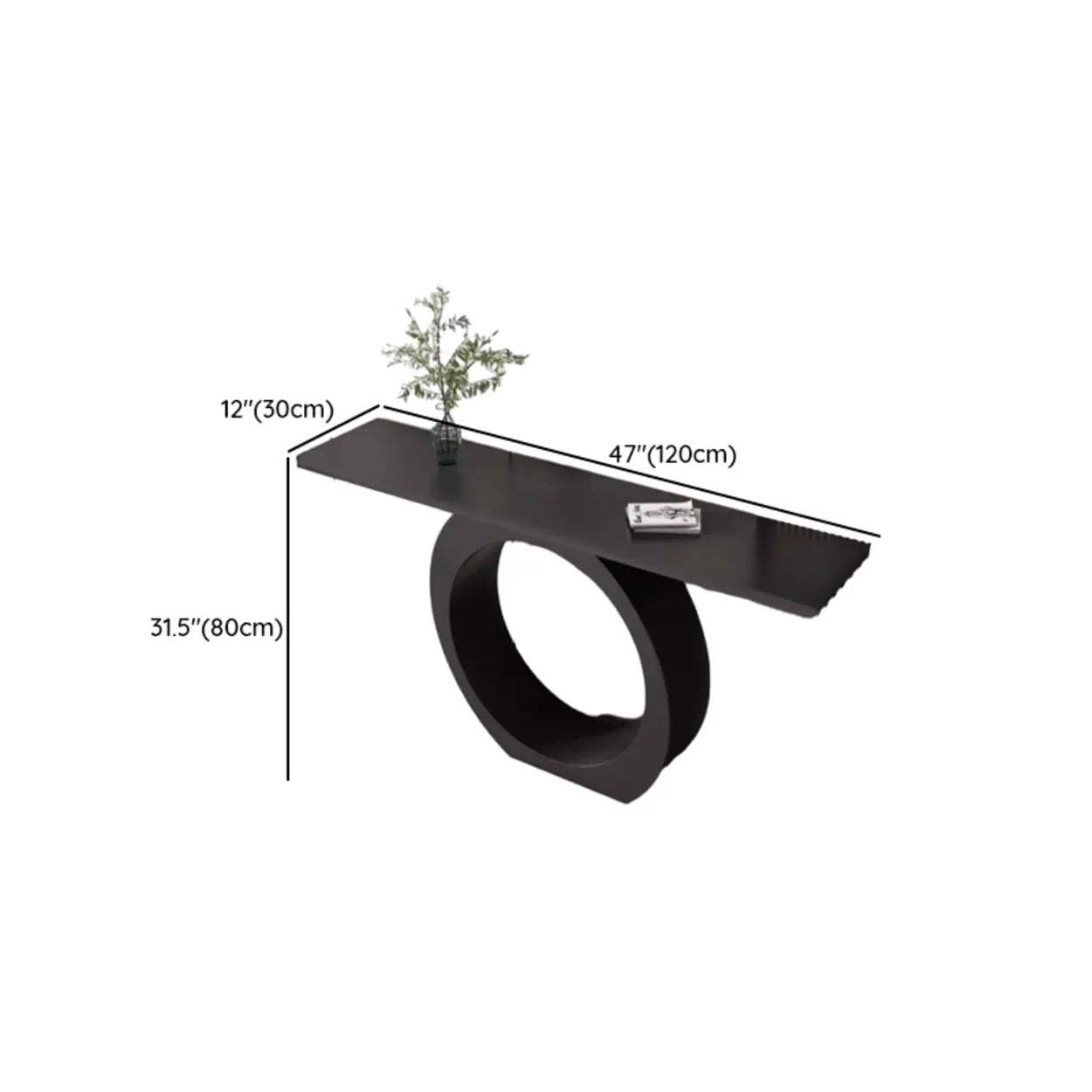 Modern Circular Iron Sintered Stone Console Table — Black / White