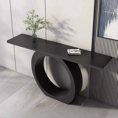 Modern Circular Iron Sintered Stone Console Table — Black / White