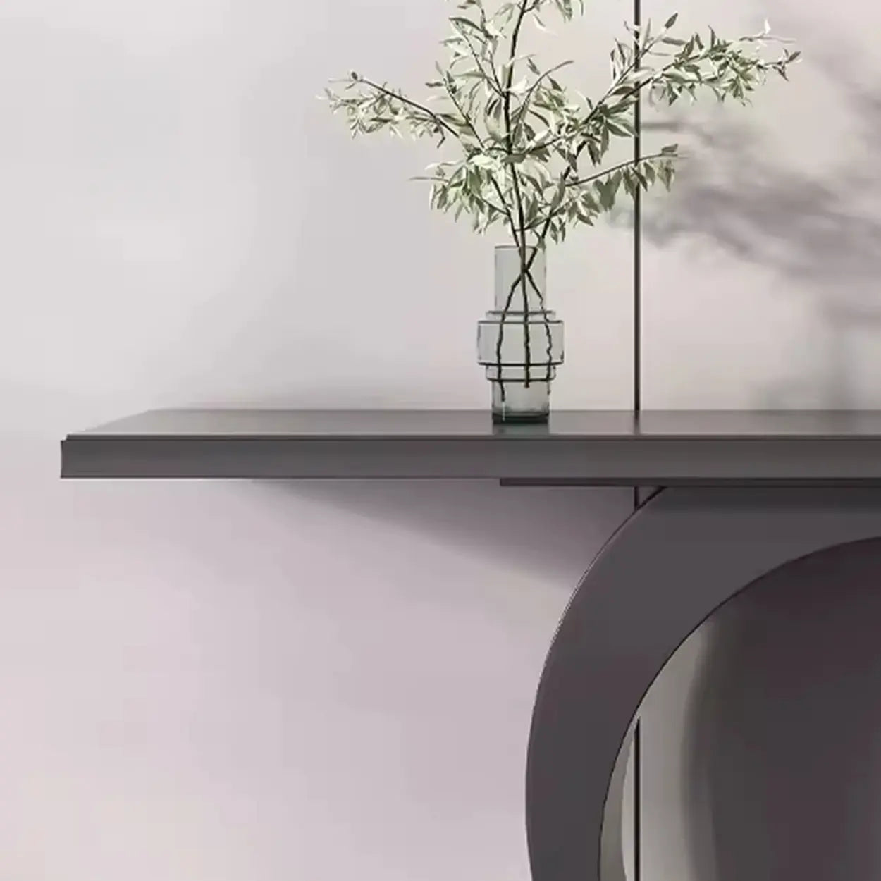 Modern Circular Iron Sintered Stone Console Table — Black / White