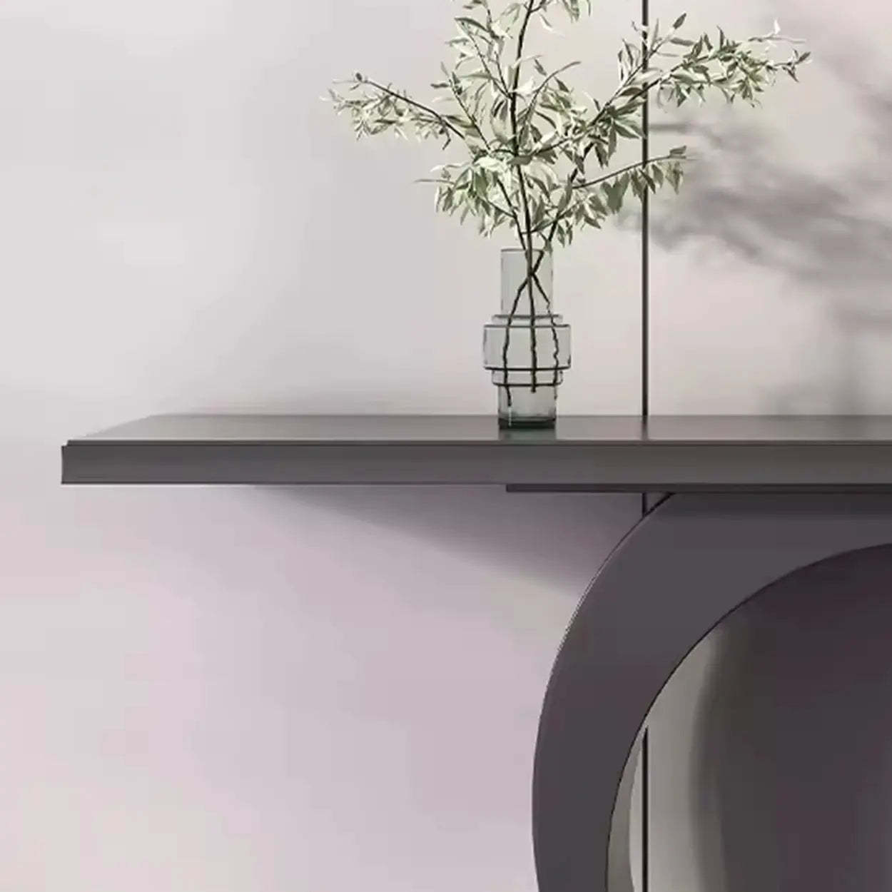 Modern Circular Iron Sintered Stone Console Table — Black / White