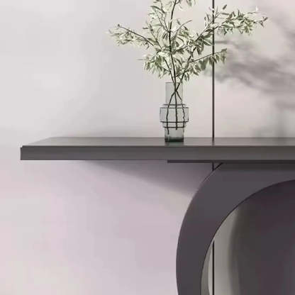 Modern Circular Iron Sintered Stone Console Table — Black / White