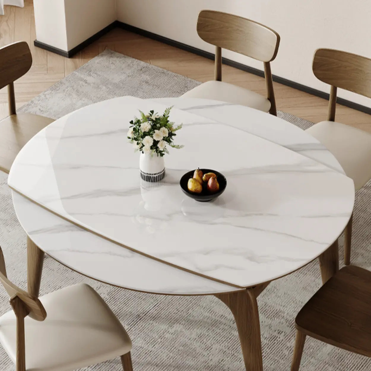 Extendable Round Stone Dining Table