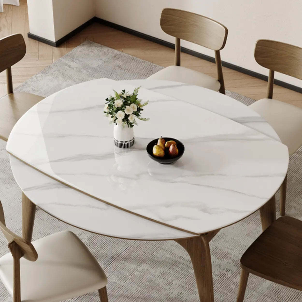 Extendable Round Stone Dining Table