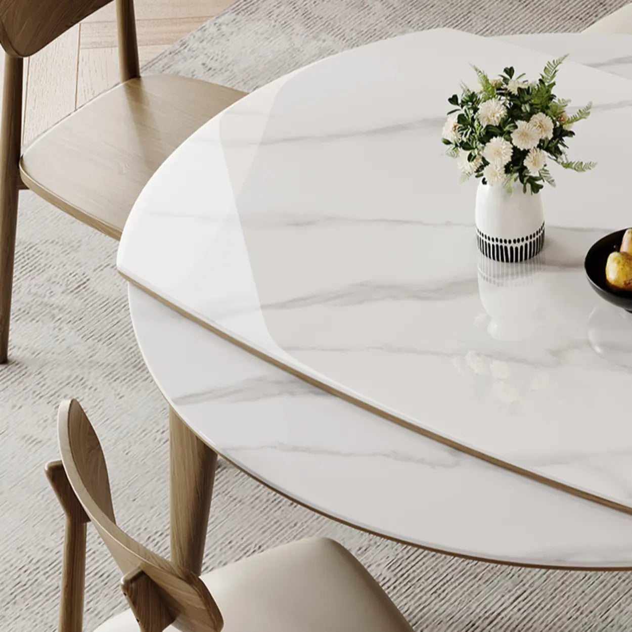 Extendable Round Stone Dining Table