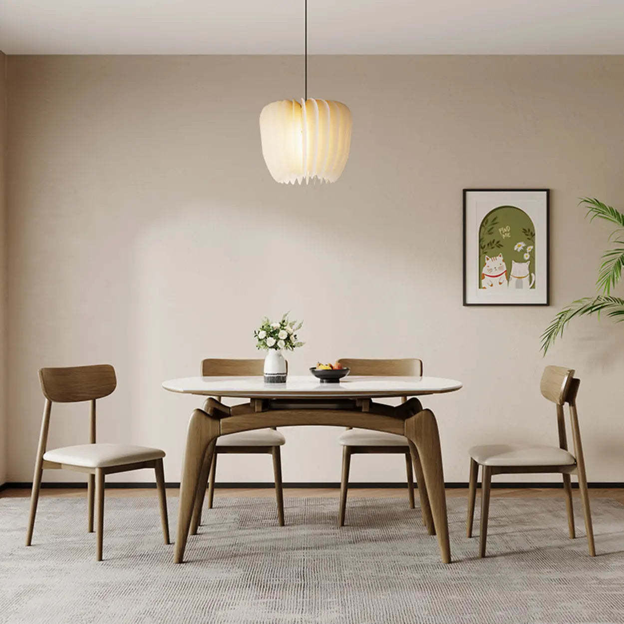 Extendable Round Stone Dining Table — Black / Table Only