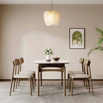 Extendable Round Stone Dining Table — Wood / Table Only