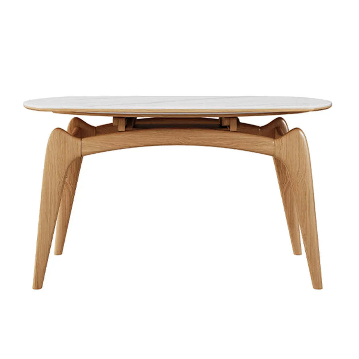 Extendable Round Stone Dining Table — Wood / Table Only