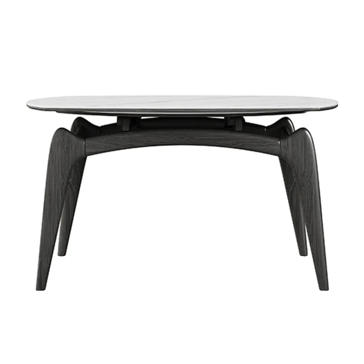 Extendable Round Stone Dining Table — Walnut / Table Only