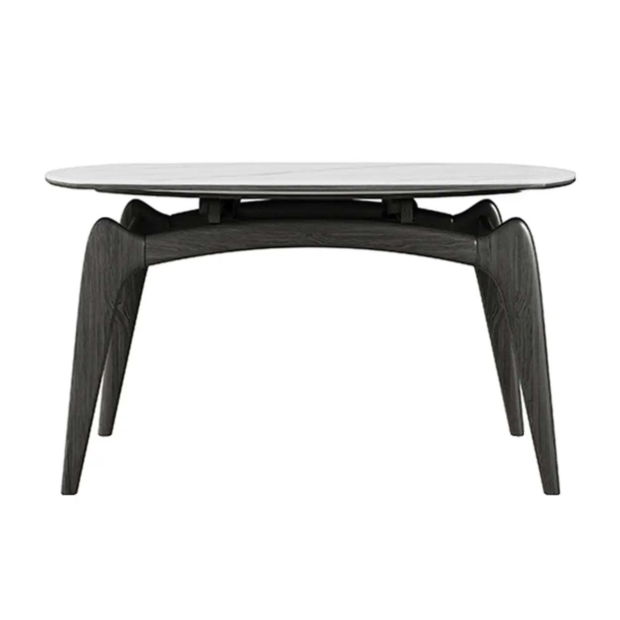 Extendable Round Stone Dining Table — Walnut / Table Only