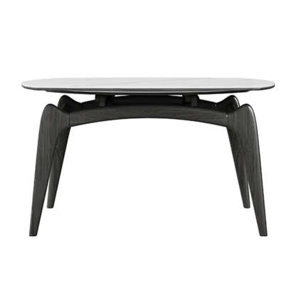 Extendable Round Stone Dining Table — Walnut / Table Only