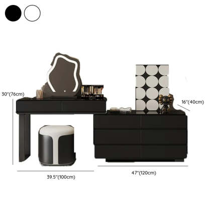 Modern Classic Black Mirror Light Bedroom Vanity Set — White/ Black