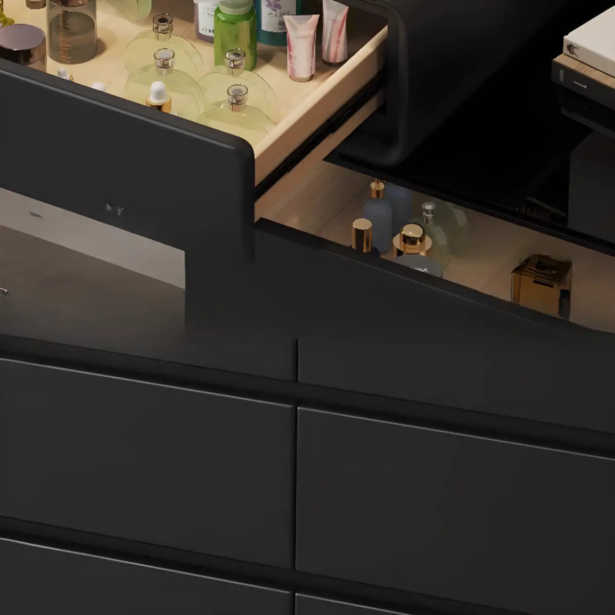 Modern Classic Black Mirror Light Bedroom Vanity Set — Black