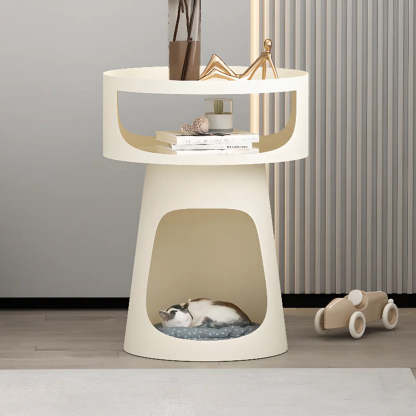 Modern Circular Alloy White Pedestal Side Table