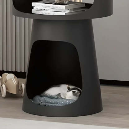Modern Circular Alloy White Pedestal Side Table