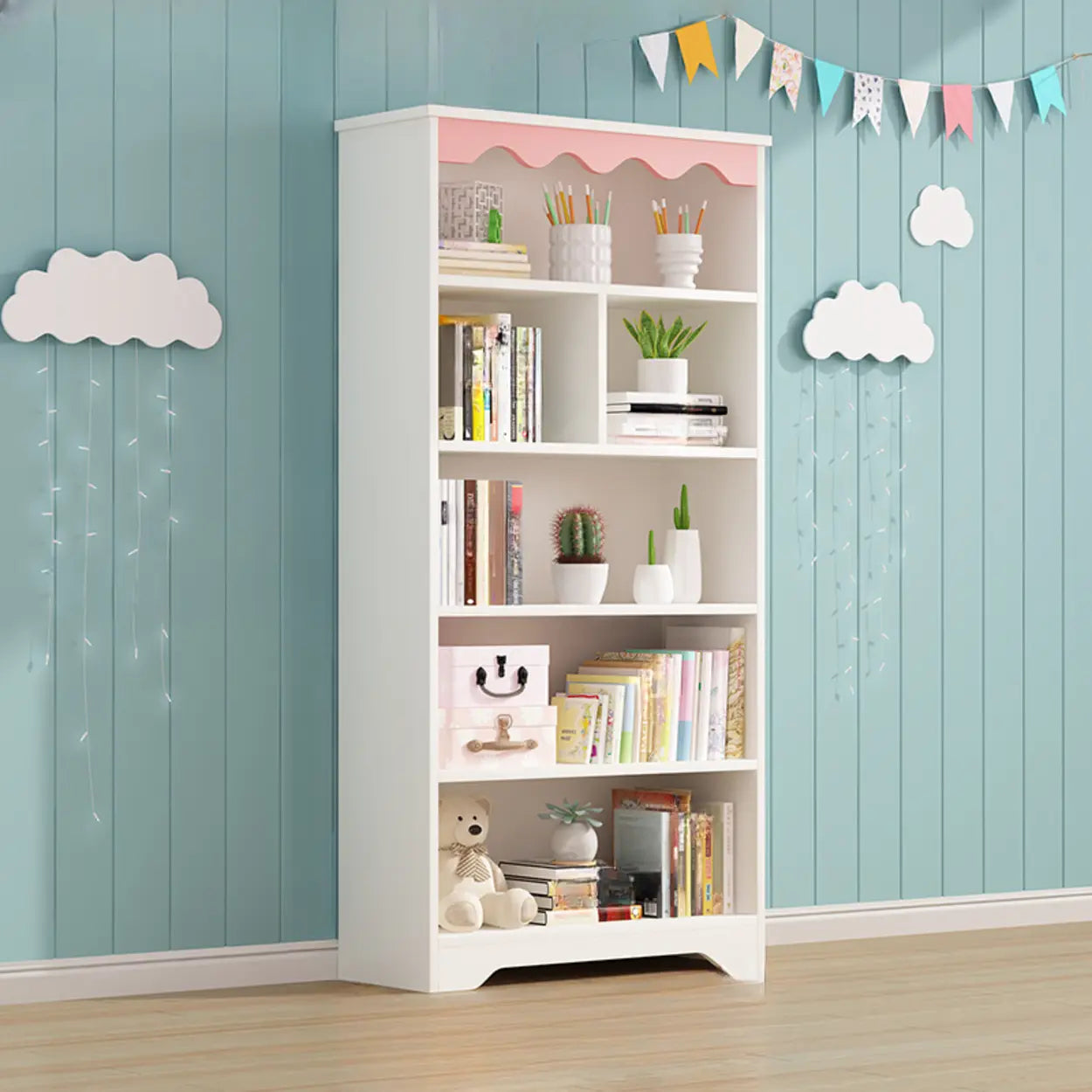 Modern Closed-Back Narrow Kids Bookcase