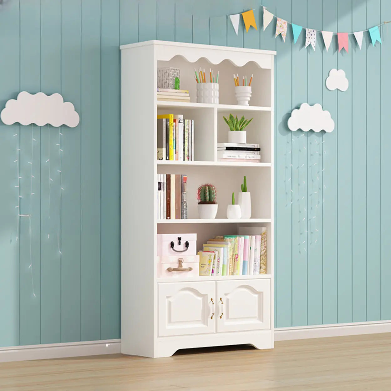 Modern Closed-Back Narrow Kids Bookcase