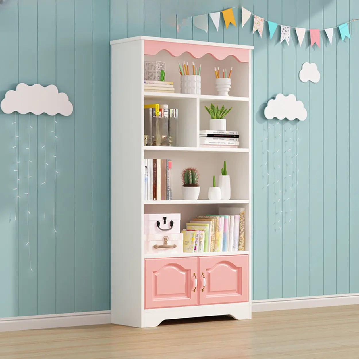 Modern Closed-Back Narrow Kids Bookcase