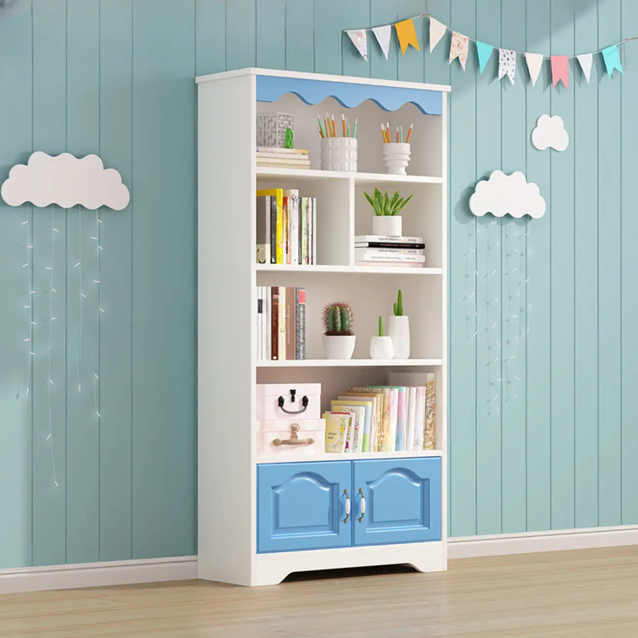 Modern Closed-Back Narrow Kids Bookcase