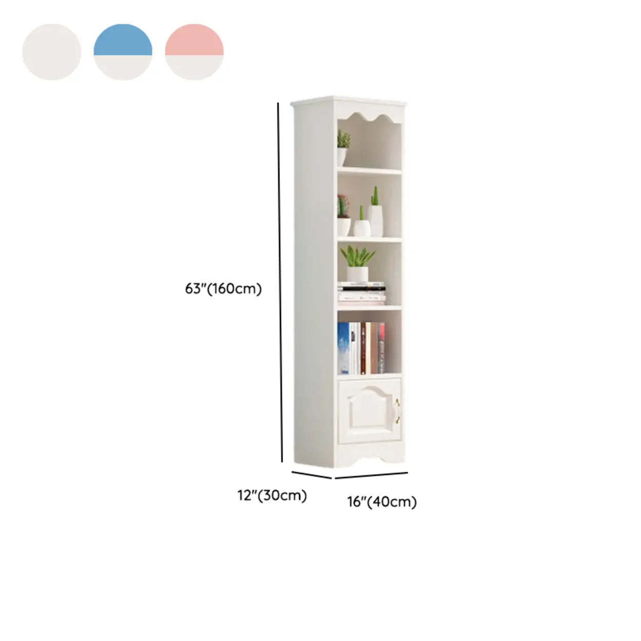 Modern Closed-Back Narrow Kids Bookcase