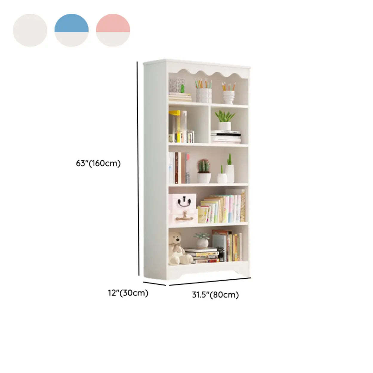 Modern Closed-Back Narrow Kids Bookcase