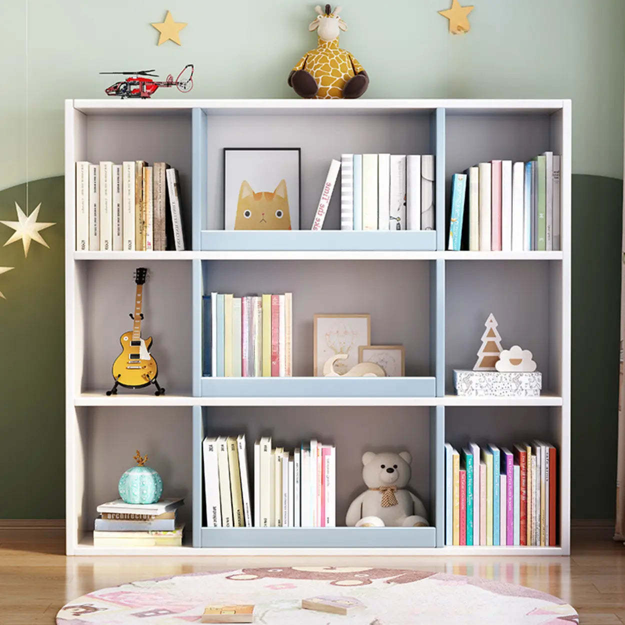 Modern closed 3-shelf wood display cabinets