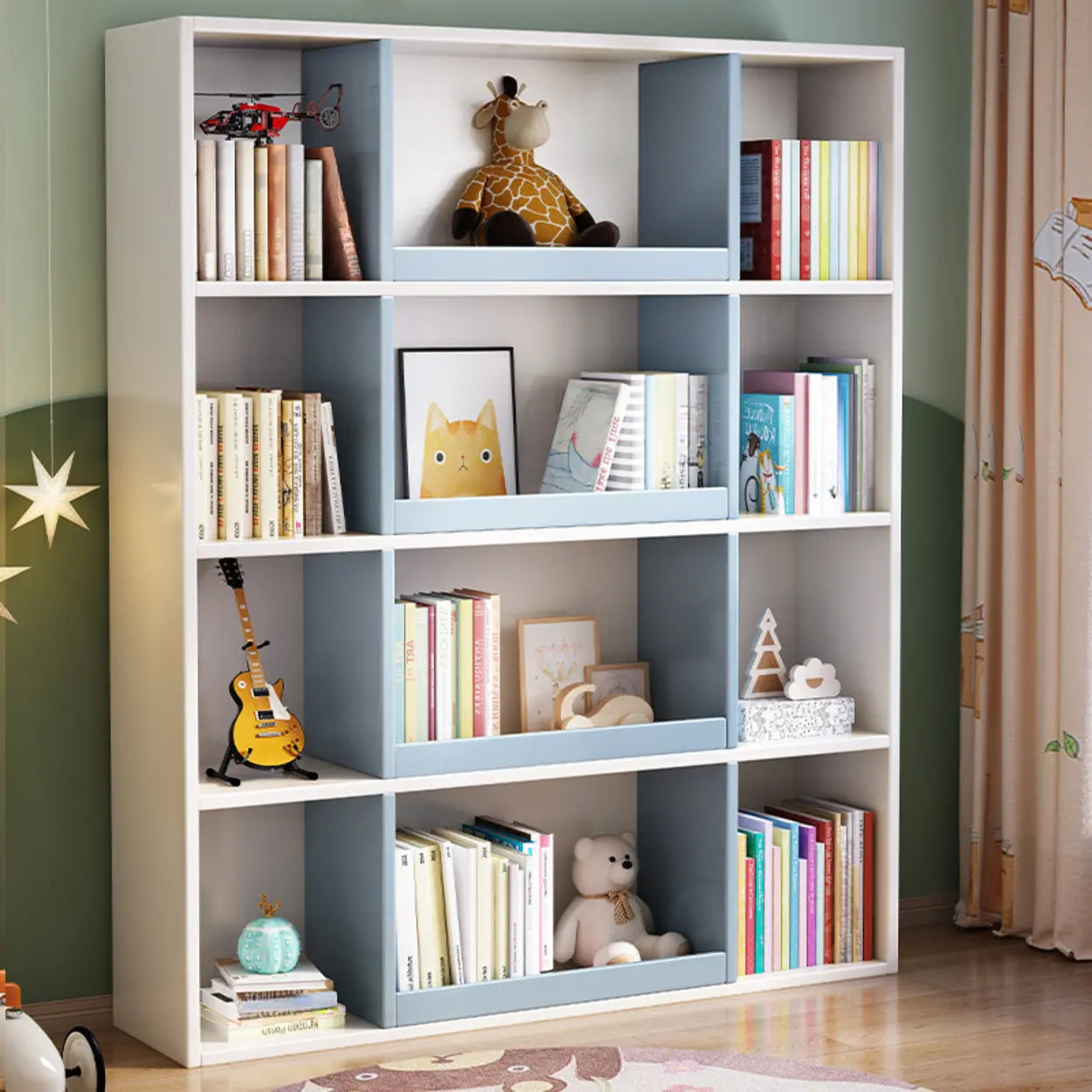 Modern Closed Square 3-Shelf Wood Bookcase