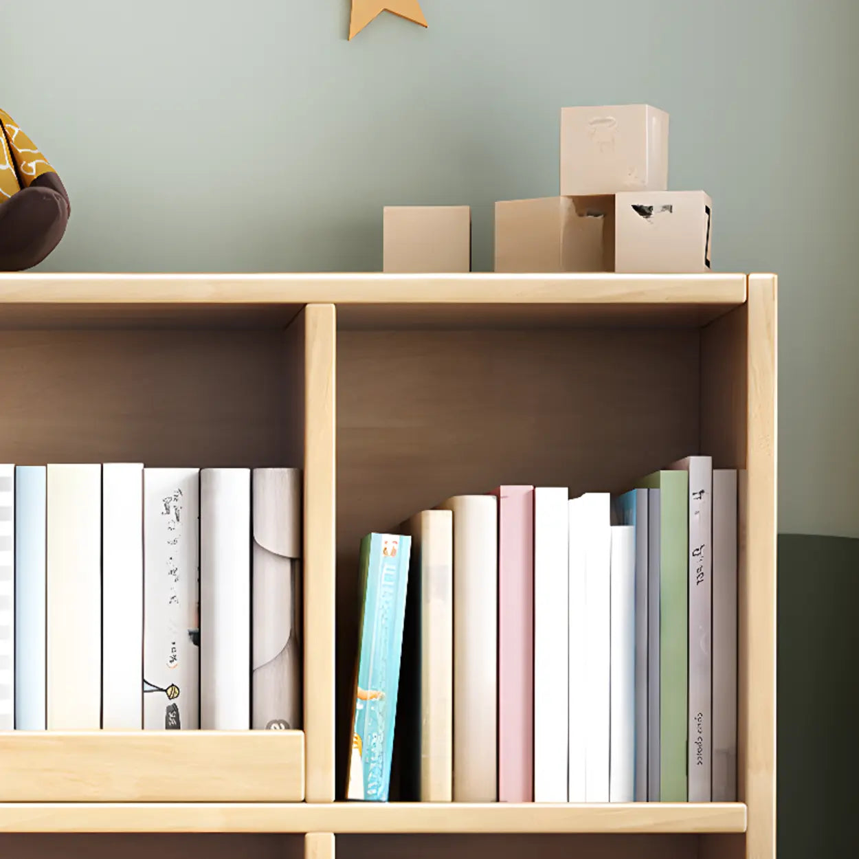Modern Closed Square 3-Shelf Wood Bookcase