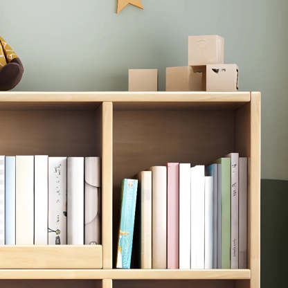 Modern Closed Square 3-Shelf Wood Bookcase