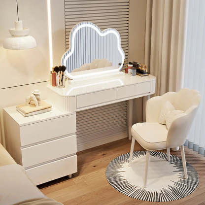 Modern Cloud Mirror LED White Makeup Vanity Set