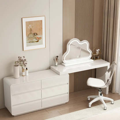 Modern Cloud-Shaped Mirror Polymer LED White Vanity — White